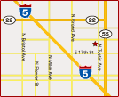 Map showing the intersection of the I-5, 22, & 55 freeways